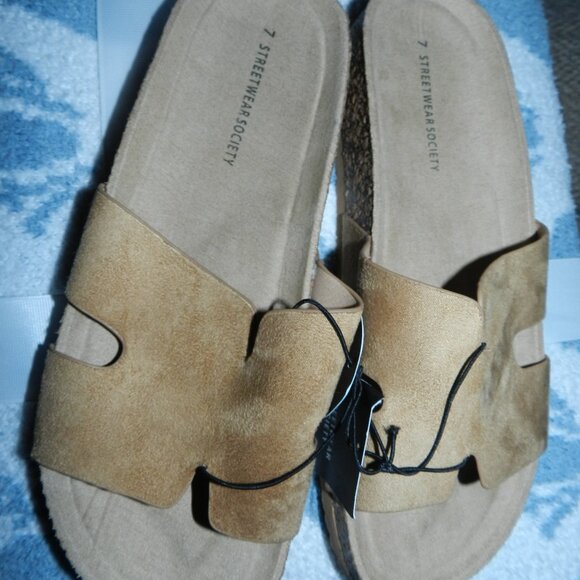 Streetwear Society H Strap Style Tan Suede Slide Comfort Sandals🆕📦⌚🏃🏻💨⚡🚚 - Picture 7 of 16